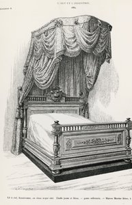 سرير كانوبي ، من تصميم Mercier Freres ، باريس ، رسم توضيحي من الفن والصناعة بواسطة المدرسة الايطالية