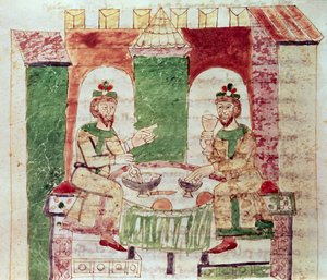 الدستور 142 Livre 16 Chap.4 مائدة الأغنياء ، من De Universo بقلم رابانوس ماوروس (c.780-856) 1023 بواسطة المدرسة الايطالية