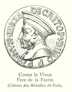 Cosme le Vieux ، والد الوطن ، Cabinet des Medailles de Paris (نقش) بواسطة المدرسة الايطالية