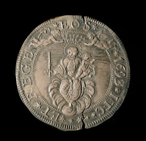 عملة جمهورية الجينات: ECU واسعة بالفضة. ديم. 61 ملم 1693. مرة أخرى. الجينات Musei di Strada Nuova (inv، M7097) بواسطة المدرسة الايطالية