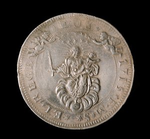 عملة جمهورية الجينات: ستة عملة فضية ecus. ديم. 61.5 ملم 1715. الجبهة. الجينات Musei di Strada Nuova (inv، M7156) بواسطة المدرسة الايطالية