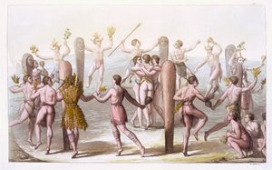 رقصات السكان الأصليين في فرجينيا ، c.1820 بواسطة المدرسة الايطالية