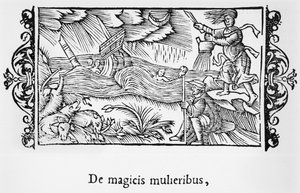 الرسم التوضيحي للنساء السحريات وصف الشمال من قبل أولوس ماغنوس (1490-1558) ، نشر في روما ، 1555 بواسطة المدرسة الايطالية