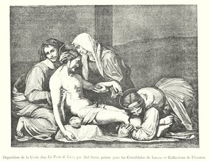ترسب الصليب المعروف باسم La Pieta di Luco ، بواسطة Del Sarte ، رسمه Lucco للكامالدولي ، مجموعات فلورنسا (نقش) بواسطة المدرسة الايطالية
