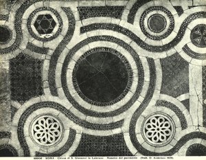تفاصيل أرضية Cosmatesque لكنيسة San Giovanni في لاتيرانو ، روما (فسيفساء) بواسطة المدرسة الايطالية