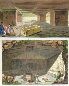 اكتشاف مقابر الأترورية ، 1820 (نقش الألوان) بواسطة المدرسة الايطالية