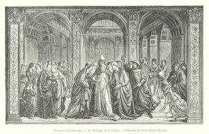 دومينيكو غيرلانداجو ، زواج العذراء ، كنيسة سانتا ماريا نوفيلا (نقش) بواسطة المدرسة الايطالية