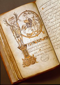 مخطوطة القدس من مدرسة بولونيا. (MS.123-Foglio 54 v) القرن الحادي عشر روما ، مكتبة أنجليكا بواسطة المدرسة الايطالية