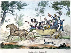 رحلة إلى تيستاشيو ، بالقرب من روما ، في caratella ، c.1830 بواسطة المدرسة الايطالية