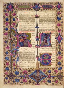 ص 52 ظ الافتتاح على كتاب النبي باروخ من الكتاب المقدس بورسو ديستي. المجلد 2 (ورق) بواسطة المدرسة الايطالية