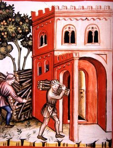 Fol.97v Winter Store ، رسم توضيحي من "Tacuinum Santiatis Codex Vindobonensis" (ورق) بواسطة المدرسة الايطالية