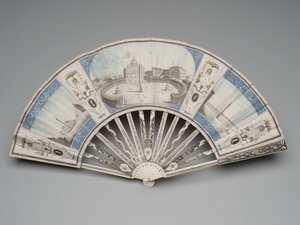 مروحة قابلة للطي مع إطلالات على المعالم الأثرية في روما ، من 1780 إلى 1790 بواسطة المدرسة الايطالية