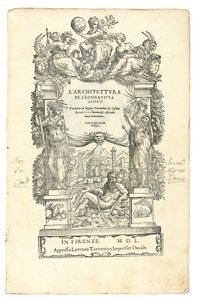 صورة أمامية من L&39;Architettura ، بقلم ليون باتيستا ألبيرتي (1404-72) ، ترجمها إلى الإيطالية كوزيمو بارتولي (1503-72). فلورنسا: لورنزو تورينتينو بواسطة المدرسة الايطالية