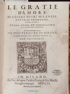 صورة ل Gratie dAmore (Le Grazie dAmore) للراقصة الإيطالية Cesare Negri تسمى Il Trombone (1536-1604) ، معاهدة على الرقص بواسطة المدرسة الايطالية