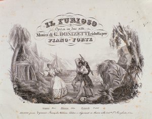 مقدمة من المقطوعة الموسيقية لـ 'Il Furioso all'Isola di San Domingo' للمخرج Gaetano Donizetti (litho) بواسطة المدرسة الايطالية