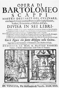 صورة من كتاب طبخ بارتولوميو سكابي ، 1622 بواسطة المدرسة الايطالية