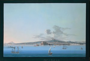 General view of Naples from sea بواسطة المدرسة الايطالية