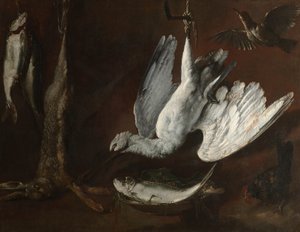 الأرنب ، Spoonbill ، والأسماك ، منتصف 1600s بواسطة المدرسة الايطالية