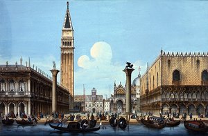 Il Molo ، من مجموعة من أربعة مناظر البندقية ، حوالي 1850 (حجر ملون يدويًا) بواسطة المدرسة الايطالية