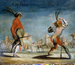 أقنعة إيطالية من Commedia dell'Arte: Captain Babbeo و Cucuba. القرن السابع عشر مجهول. ميلا ، متحف سكالا. بواسطة المدرسة الايطالية