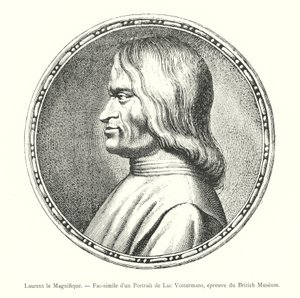 Laurent the Magnificent ، صورة طبق الأصل من صورة لوك فوسترمانز ، طباعة المتحف البريطاني (نقش) بواسطة المدرسة الايطالية