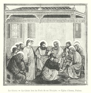 Le Giotto ، المسيح يغسل أقدام تلاميذه ، كنيسة أرينا ، بادوفا (نقش) بواسطة المدرسة الايطالية