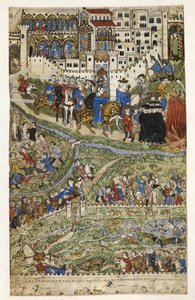 MS Add.27695 fol.6v تدمير فرسان الهيكل وموت الملك فيليب الرابع (1268-1314) من فرنسا ، رسم توضيحي من "مقالة في الرذائل" لكوتشاريلي من جنوة ، أواخر القرن الرابع عشر (رق) بواسطة المدرسة الايطالية