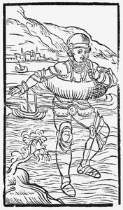 رجل بحلقة حياة من تاريخ الشعوب الشمالية بقلم Olaus Magnus (1490-1558) ، نُشر في روما ، 1555 بواسطة المدرسة الايطالية