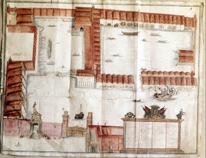 خريطة ترسانة البندقية عام 1580. بواسطة المدرسة الايطالية