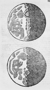 خرائط القمر ، رسم توضيحي من Sidereus Nuncius بواسطة Galileo Galilei ، 1610