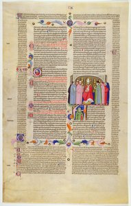 قطع Marlay IT.10: ورقة مصغرة من Gratians Decretum تظهر رئيس الأساقفة المتوج بين رجال الدين والعلمانيين بواسطة المدرسة الايطالية
