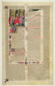 Marlay Cutting IT.3: ورقة مصغر من Gratians Decretum تظهر حالة الأسقف المتهم بارتكاب خطيئة جسدية بواسطة المدرسة الايطالية