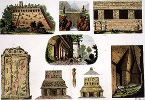 الآثار المكسيكية ، التفاصيل المعمارية ، اللوحة 48 أ من "تاريخ الأمم" (أكواتينت) بواسطة المدرسة الايطالية