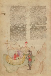السيدة Fr 343 fol.32v السفينة البيضاء تأتي لإنقاذ بيرسيفال من كويست ديل سانت جراال ، 1380-85 بواسطة المدرسة الايطالية