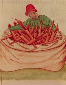 Ms Lat 993 L.9.28 Fol.36v Cinnamon Merchant ، من "Tractatus de Herbis" لديوسكوريدس (ورق) بواسطة المدرسة الايطالية