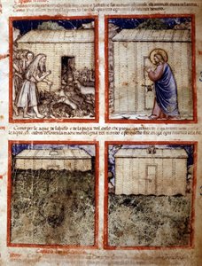 سفينة نوح ، مصغر مأخوذ من مجلد مخطوطة 212 (أو مخطوطة بادوفانو أو الكتاب المقدس لبادوا) 1390-1400 روفيغو ، أكاديميا دي كونكوردي بواسطة المدرسة الايطالية