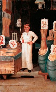 Old metier: the shop of the pasta seller. Anonymous detrempe. 19th century 19th century Museo Nazionale delle Paste Alimentari, Fondazione Agnesi, Rome بواسطة المدرسة الايطالية