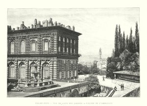 قصر بيتي ، منظر من Cote des Jardins ، واجهة عماناتي (نقش) بواسطة المدرسة الايطالية