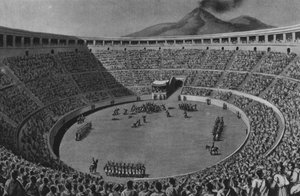 Pompei: Anfiteatro (litho) بواسطة المدرسة الايطالية