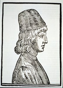 صورة لبيكو ديلا ميراندولا (1463-1494) ، من Delle Celeste Fisionomia بقلم جيوفاني باتيستا ديلا بورتا ، بادوا 1616 ، موضحة في تاريخ السحر ، نُشرت في أواخر القرن التاسع عشر بواسطة المدرسة الايطالية