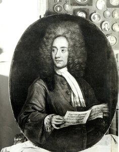 صورة الملحن توماسو جيوفاني ألبينوني (1671-1751) تحمل درجة موسيقية بواسطة المدرسة الايطالية