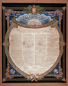 Risorgimento: دستور أعلنه الملك فرديناند الثاني من الصقليتين (1810-1859) في عام 1847. نابولي ، متحف ناسيونالي دي سان مارتينو إيطاليا بواسطة المدرسة الايطالية