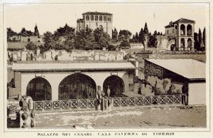 روما: Palazzo Dei Cesari ، Paternal House of Tiberius (litho) بواسطة المدرسة الايطالية