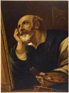 القديس لوقا الذي يرسم في "الكتاب المقدس الذهبي الكلاسيكي: تاريخ الوحي الإلهي في القديم وفي الكفاح الجديد" بقلم جيوفاني لاديسلاو سيكورا (المجلد 2) ، ترجمة دون كليمنتي بينيتي. (الكتاب المقدس الإيطالي) بواسطة المدرسة الايطالية