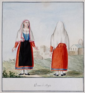 أزياء بوسا سردينيا ، طبعت ms.258 ، مجموعة لوزيتي بواسطة المدرسة الايطالية
