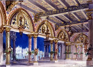مجموعة تصميم لأوبرا "Lucrezia Borgia" من تصميم Gaetano Donizetti ، ميلانو ، 1833 بواسطة المدرسة الايطالية