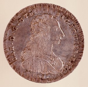 بياسترا الفضي من نابولي: عهد كارلو الثالث ملك إسبانيا (تشارلز الثالث) (1716-1788) وصورة شخصية. 1750. ديم. 4 سم نابولي ، المتحف الأثري بواسطة المدرسة الايطالية