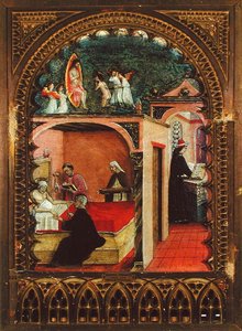القديس جيروم في زنزانته وحلم القديس جيروم حوالي 1450 (زيت على لوح) بواسطة المدرسة الايطالية