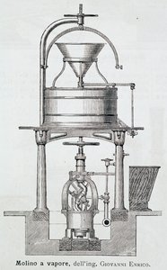 Steam mill designed by Giovanni Enrico (1851-1909), engraving Italy بواسطة المدرسة الايطالية