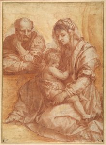 The Holy Family resting, after Andrea del Sarto (red cahlk on white paper) بواسطة المدرسة الايطالية